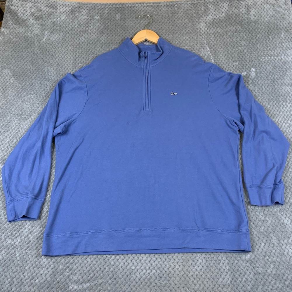 Vineyard Vines Mens Blue Pique Knit Quarter Zip Pullover XXL 1K002244